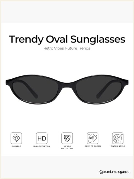 Retro Oval Sunglasses for Women Trendy Skinny 90s Sunnies main image 4